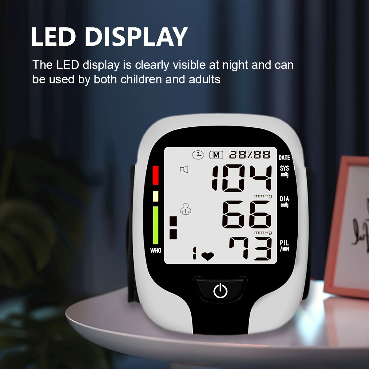 Easy-to-use Wrist Blood Pressure Monitor - LCD Display, Adjustable Cuffs, Arrhythmia And Hypertension Monitor, Clear Voice Broadcast And Easy-to-Read LCD Screen to Show Your Blood Pressure. Battery Powered (Battery Not Included)