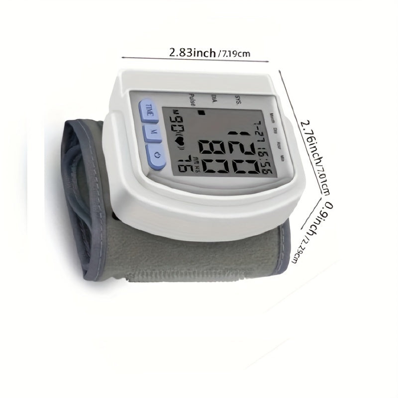 Wrist Blood Pressure Monitor - A Digital Sphygmomanometer with a Large LCD Display, an Adjustable Wrist Strap, And a Durable PP Storage Box, It Is Battery-Operated And Has The Functions of Easily Readable Heart Rate And Mem