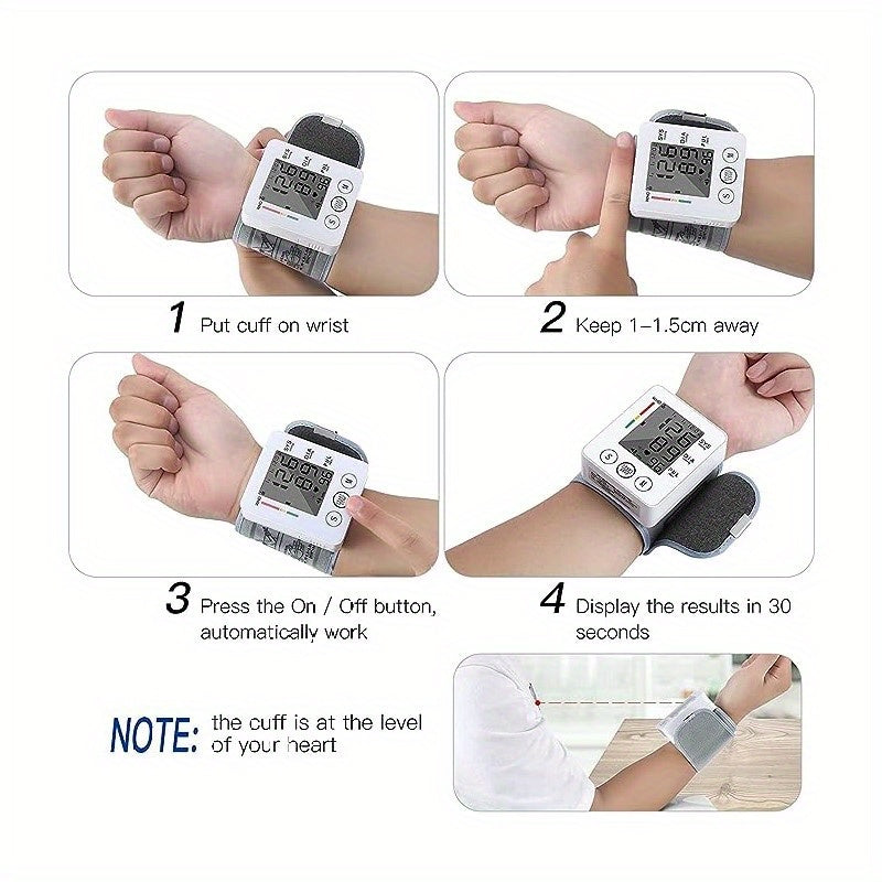 Automatic Wrist Blood Pressure Monitor with Voice Guidance & Large LCD Backlight Display - Talking BP Cuff with Memory Storage, Irregular Heartbeat Detection, Adjustable Cuff Sizes, Portable Home Use Monitor with Carrying Case & Batteries Included (AAA)