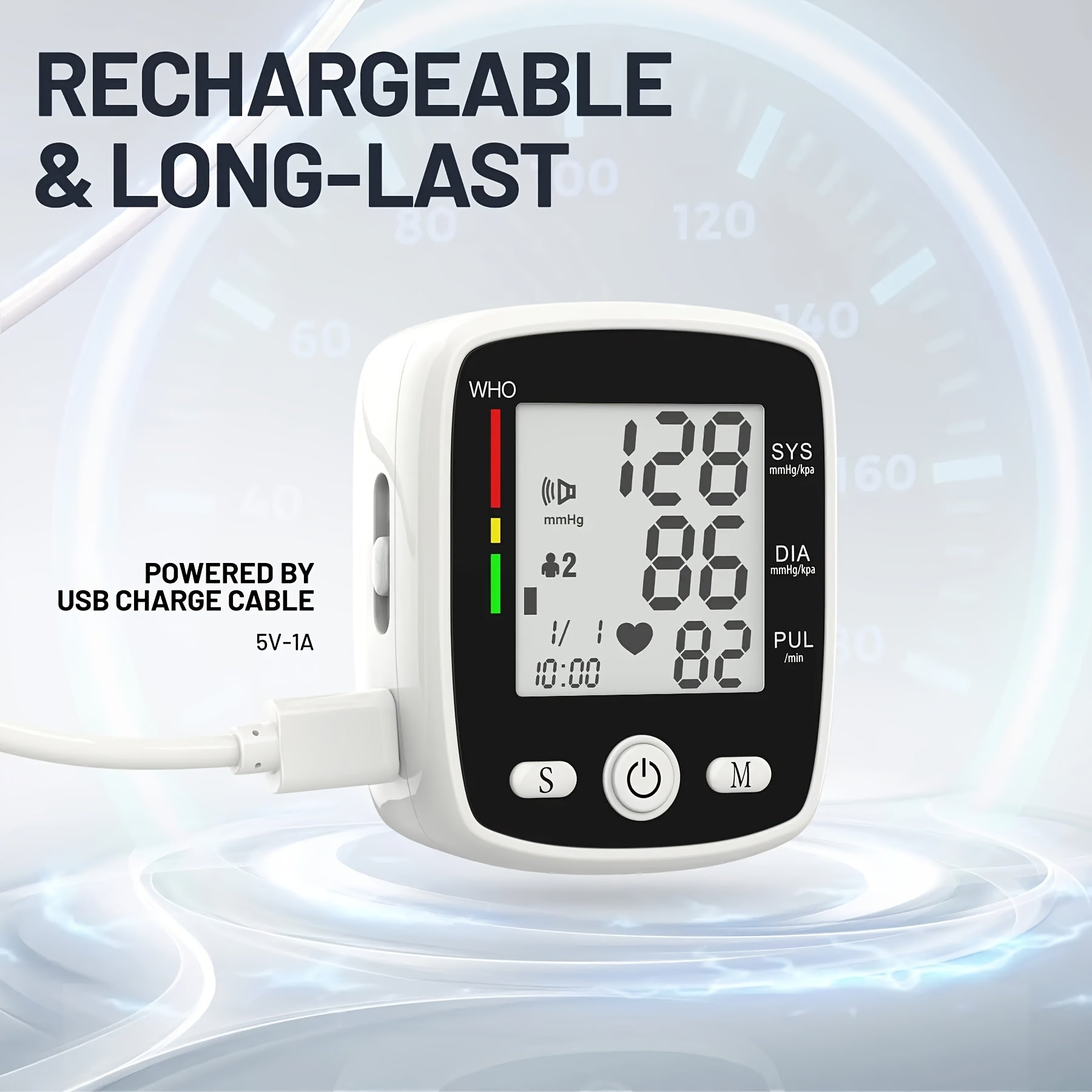 CHANG KUN Rechargeable Digital Wrist Blood Pressure Monitor with Voice Broadcast, Large LCD Display, Portable USB Charging, 198-Reading Memory Storage & Adjustable Cuff - FDA-Cleared for Home Health Monitoring, Blood Pressure Monitor Wrist Cuff Automatic,