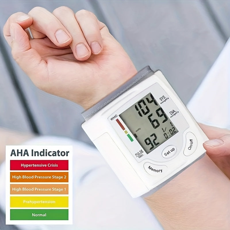 2pcs CHANG KUN Automatic Digital Wrist Blood Pressure Monitor with Adjustable Cuff & Heart Rate Monitor - WHO Accuracy Certified, Portable Design, Easy to Use for Home Health Management (CK-101S), Blood Pressure Monitor for Home, Userfriendly Interface,