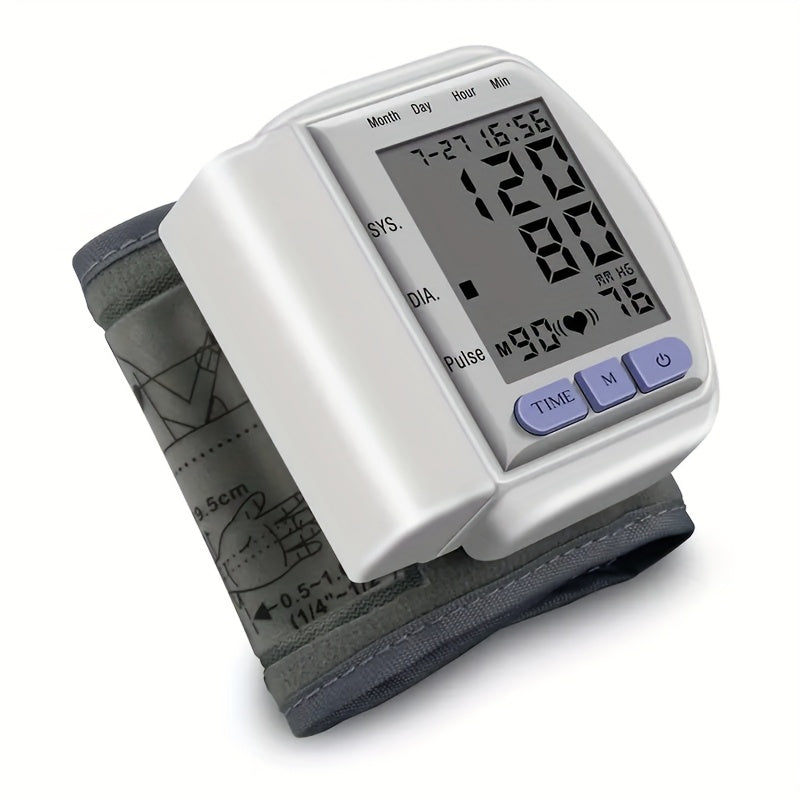 CHANG KUN Automatic Wrist Blood Pressure Monitor - Digital Sphygmomanometer With Large LCD Display, Adjustable Strap, Battery-Powered, Easy-to-Read Heart Rate And Memory Storage Features, No Batteries Included