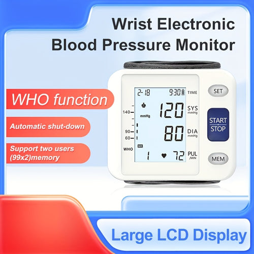2025 Upgraded Wrist Blood Pressure Monitor - Digital BP Machine with Tri-Backlit Display, Auto Inflation, Adjustable Cuff (5.31-7.68 Inch), 99x2 Memory & Storage Case, USB-Powered (BSX312), Blood Pressure Machine for Adults Wrist, Health Monitoring, Sleek