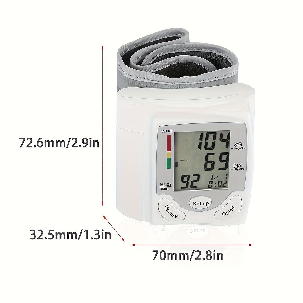 Automatic Wrist Blood Pressure Monitor with Large LCD Screen - Adjustable Cuff, Pulse Rate Detection, Irregular Heartbeat Alert, Battery-Powered (Batteries Not Included), Safe for Adults, 36V Or Lower, President's Day And Start Of School Season