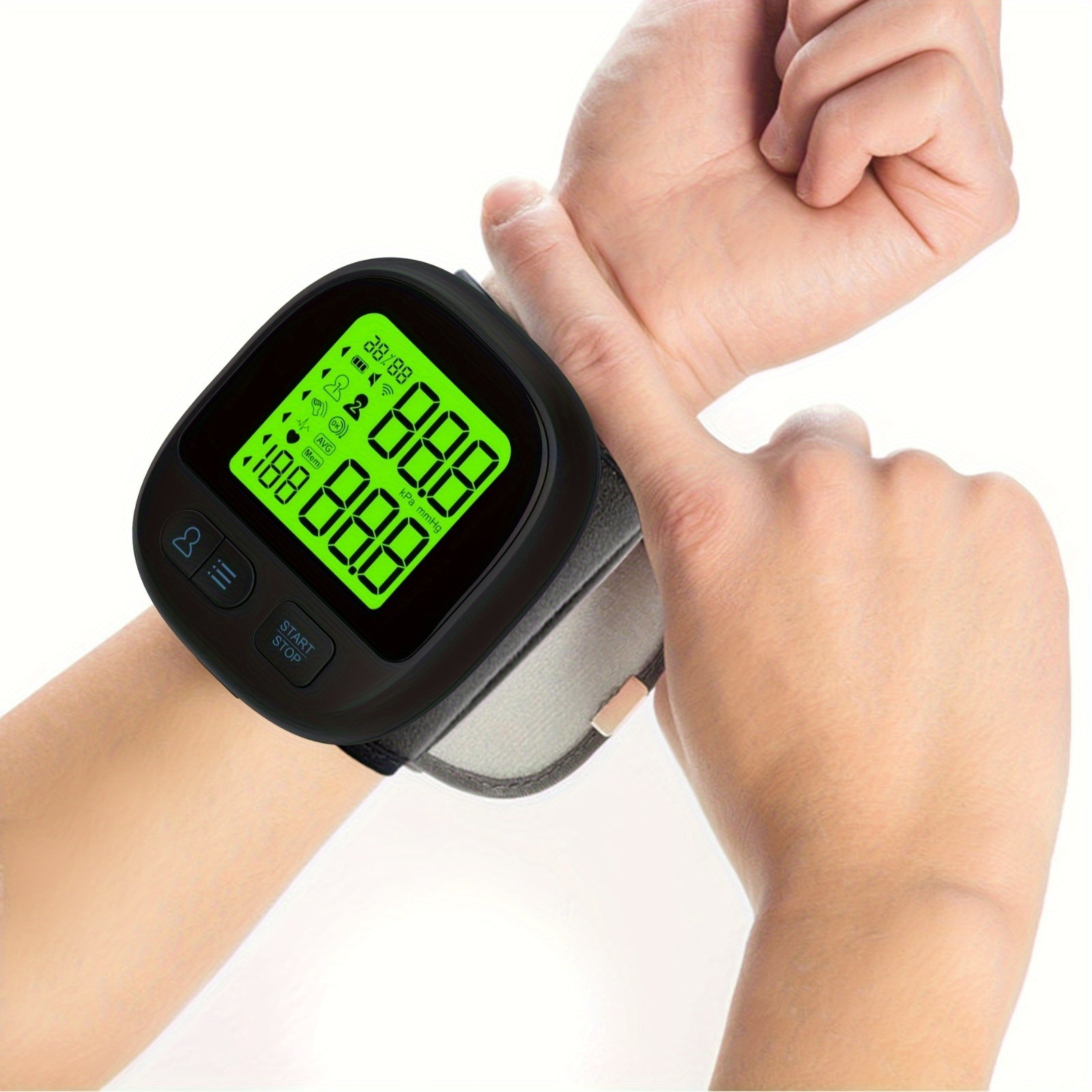 Digital Wrist Blood Pressure Monitor With Automatic Cuff, Featuring 240 Memory Storage Capacity, Equipped With A Large Backlit LCD Display, Black Device Comes With An Adjustable Comfort-fit Grey Cuff, Batteries Not Included.
