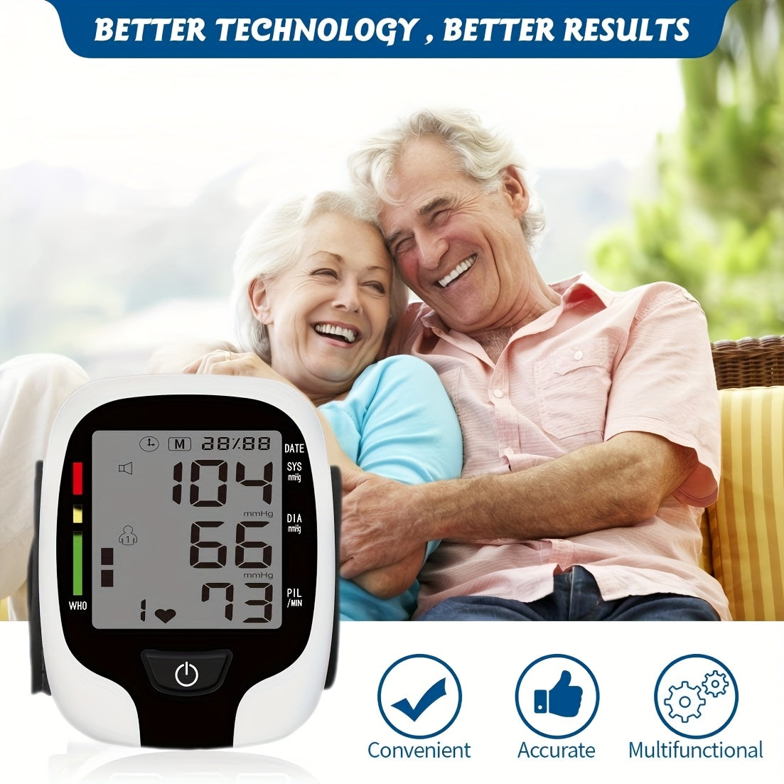 Easy-to-use Wrist Blood Pressure Monitor - LCD Display, Adjustable Cuffs, Arrhythmia And Hypertension Monitor, Clear Voice Broadcast And Easy-to-Read LCD Screen to Show Your Blood Pressure. Battery Powered (Battery Not Included)