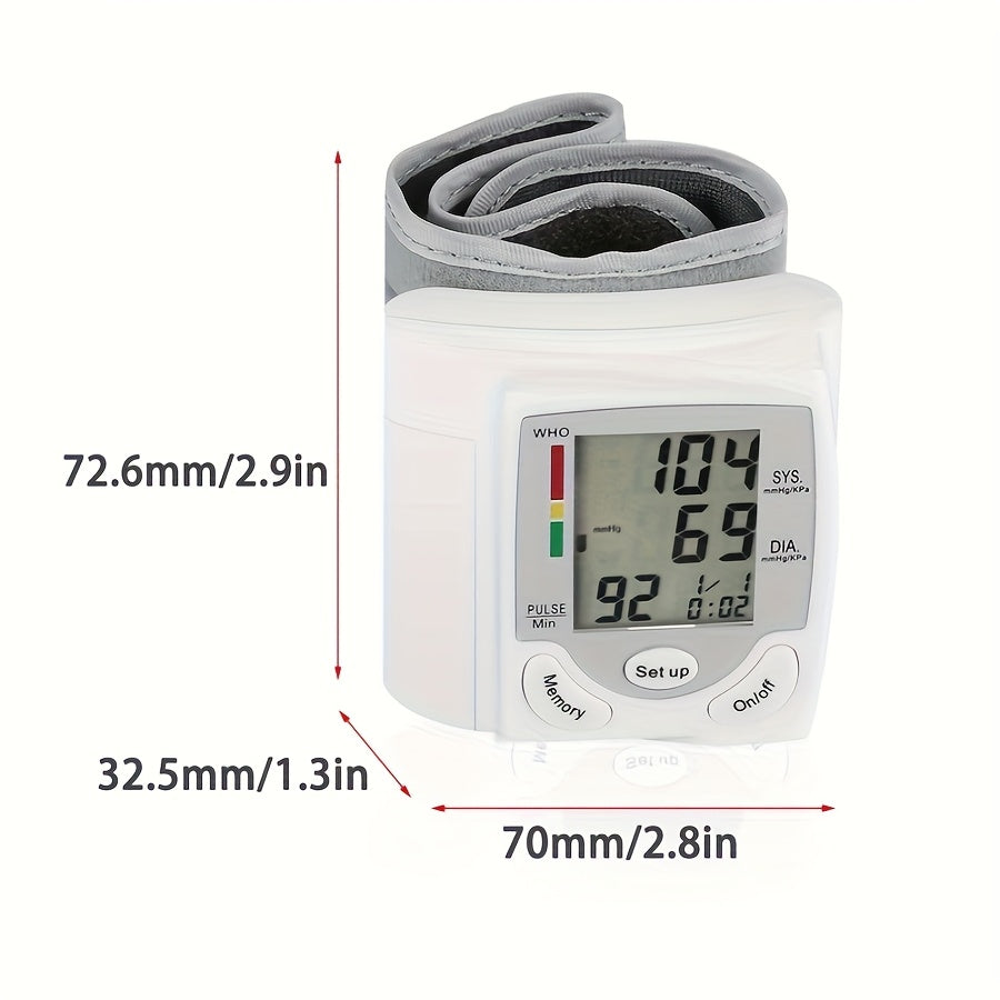 2pcs CHANG KUN Automatic Digital Wrist Blood Pressure Monitor with Adjustable Cuff & Heart Rate Monitor - WHO Accuracy Certified, Portable Design, Easy to Use for Home Health Management (CK-101S), Blood Pressure Monitor for Home, Userfriendly Interface,