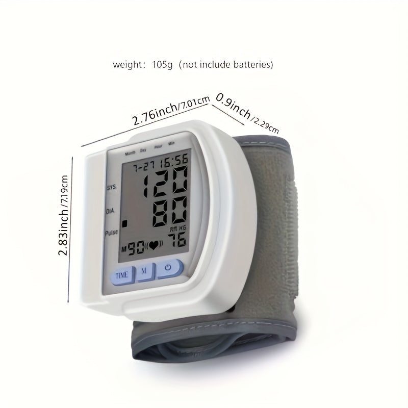 CHANG KUN Automatic Digital Sphygmomanometer with Large LCD Display, Adjustable Cuff, and Heart Rate Monitor - Battery-Powered Wrist Blood Pressure Monitor for Adults, Medical Use, Sphygmomanometer Blood Pressure Monitor, Clinical Quality, Reliable