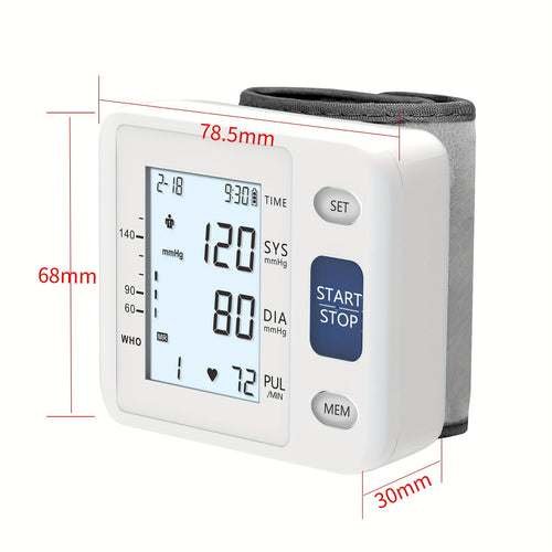 2025 Upgraded Wrist Blood Pressure Monitor - Digital BP Machine with Tri-Backlit Display, Auto Inflation, Adjustable Cuff (5.31-7.68 Inch), 99x2 Memory & Storage Case, USB-Powered (BSX312), Blood Pressure Machine for Adults Wrist, Health Monitoring, Sleek