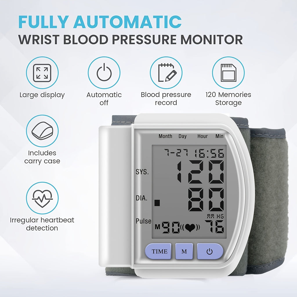 CHANG KUN Automatic Wrist Blood Pressure Monitor - Digital Sphygmomanometer, With Large LCD And Adjustable Cuff