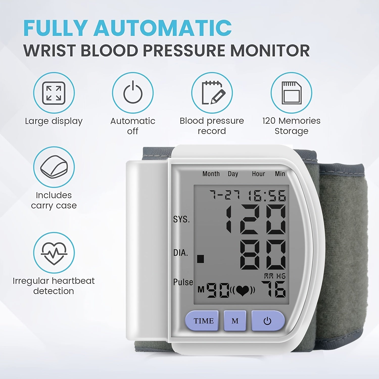 CHANG KUN Automatic Wrist Blood Pressure Monitor - Digital Sphygmomanometer, With Large LCD And Adjustable Cuff