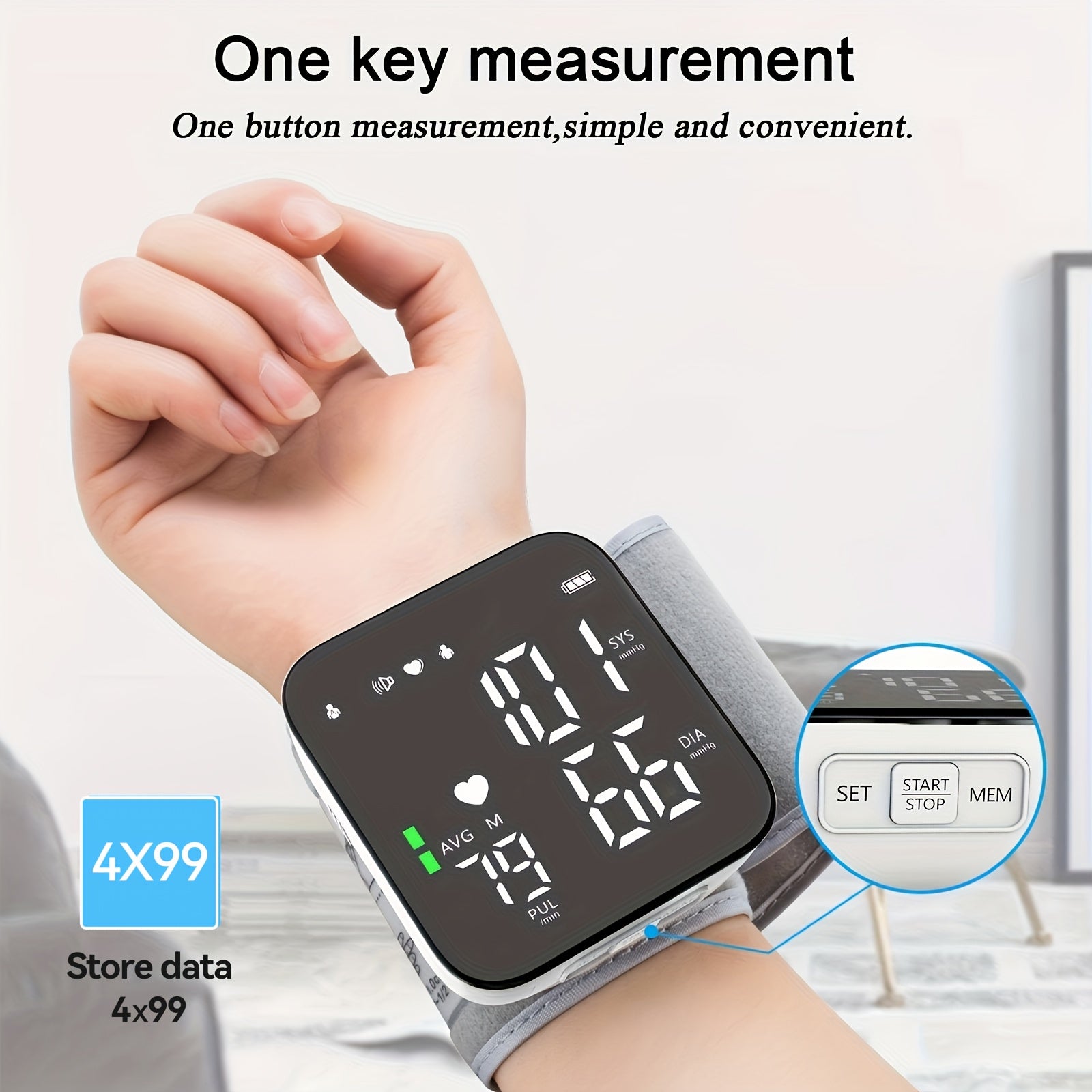 Automatic Wrist Blood Pressure Monitor with Large LCD Screen - Adjustable Cuff, Pulse Rate Detection, Irregular Heartbeat Alert, Battery-Powered (Batteries Not Included), Safe for Adults, 36V Or Lower, President's Day And Start Of School Season