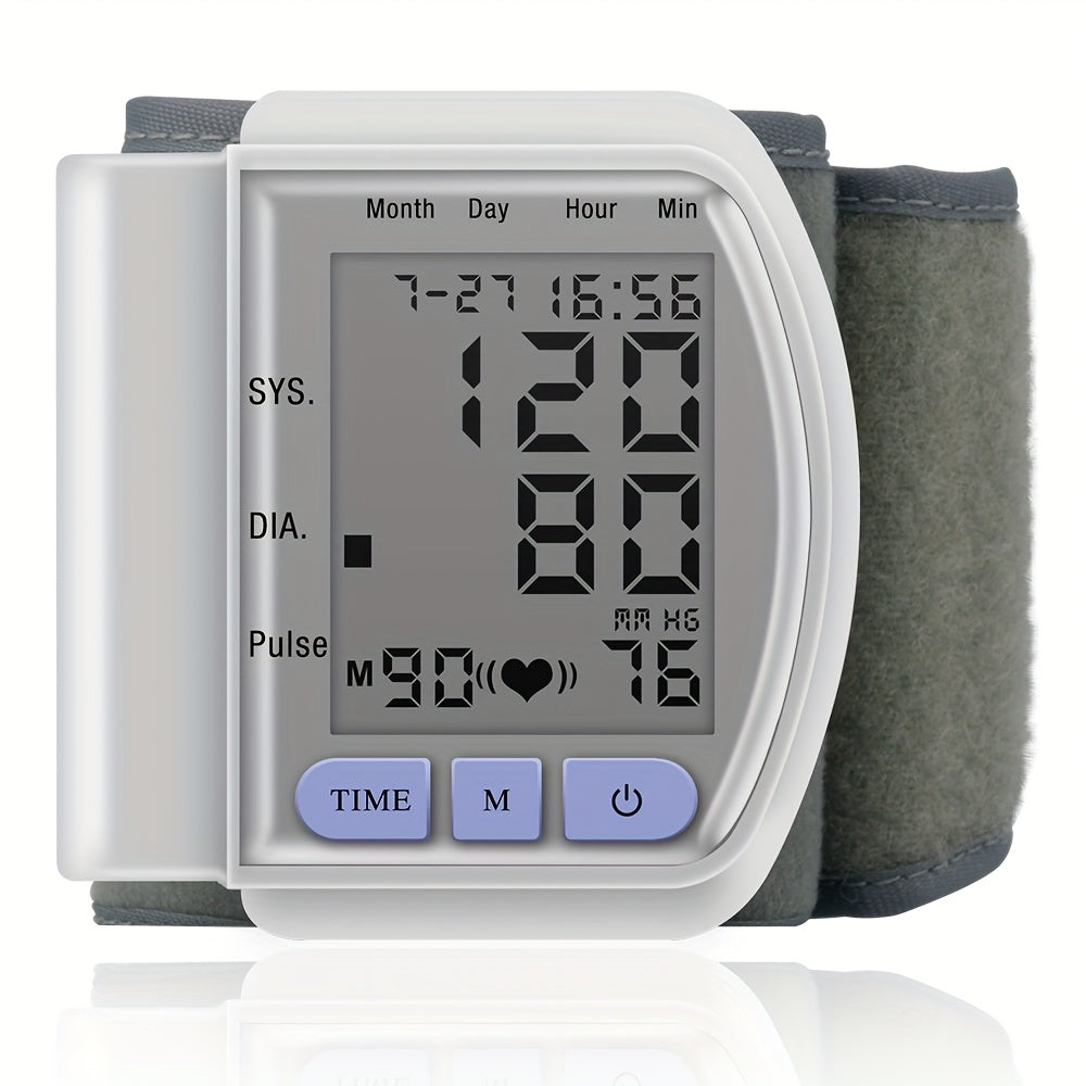 CHANG KUN Automatic Wrist Blood Pressure Monitor - Digital Sphygmomanometer With Large LCD Display, Adjustable Strap, Battery-Powered, Easy-to-Read Heart Rate And Memory Storage Features, No Batteries Included