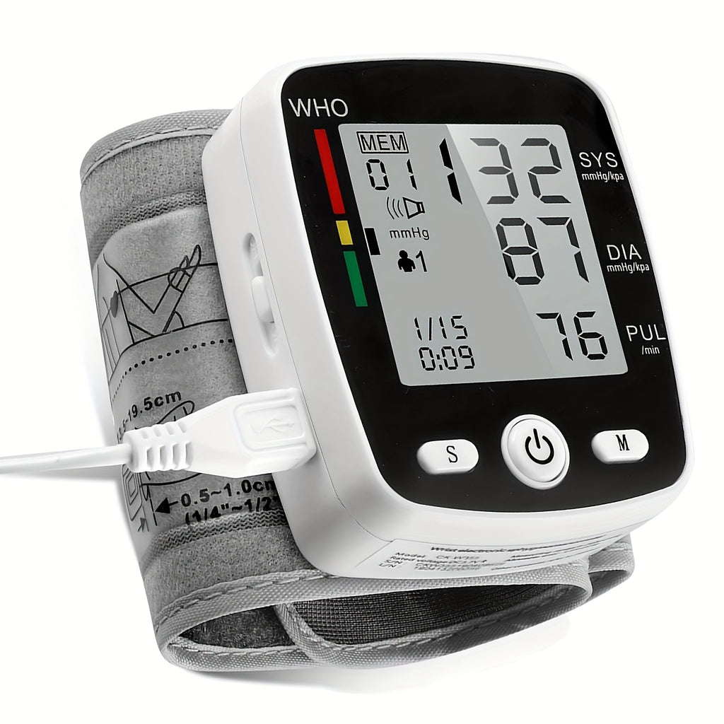 CHANG KUN Rechargeable Digital Wrist Blood Pressure Monitor with Voice Broadcast, Large LCD Display, Portable USB Charging, 198-Reading Memory Storage & Adjustable Cuff - FDA-Cleared for Home Health Monitoring, Blood Pressure Monitor Wrist Cuff Automatic,