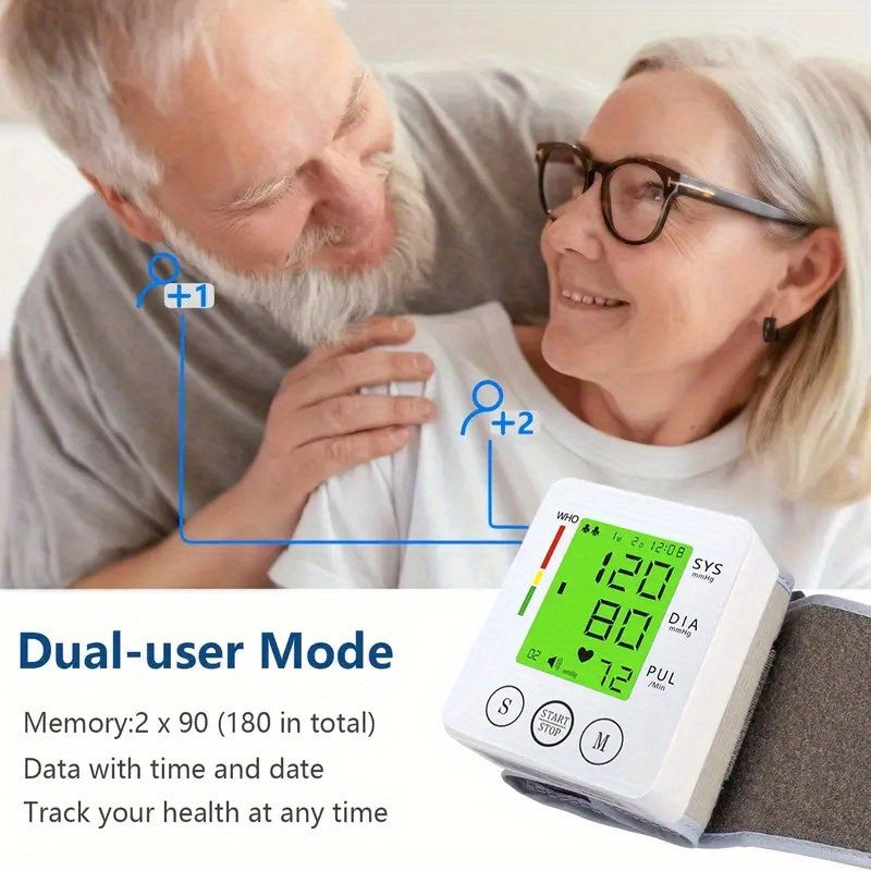 Automatic Wrist Blood Pressure Monitor with Voice Guidance & Large LCD Backlight Display - Talking BP Cuff with Memory Storage, Irregular Heartbeat Detection, Adjustable Cuff Sizes, Portable Home Use Monitor with Carrying Case & Batteries Included (AAA)