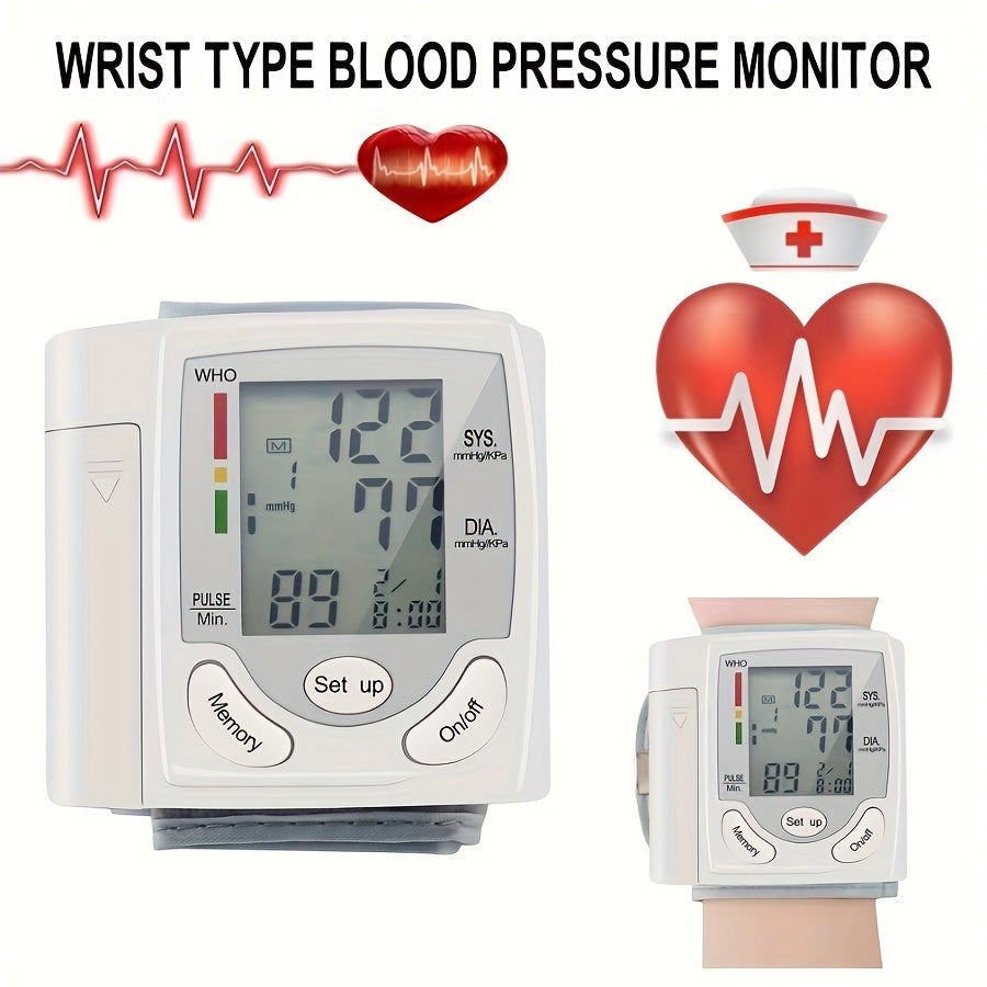 2pcs CHANG KUN Automatic Digital Wrist Blood Pressure Monitor with Adjustable Cuff & Heart Rate Monitor - WHO Accuracy Certified, Portable Design, Easy to Use for Home Health Management (CK-101S), Blood Pressure Monitor for Home, Userfriendly Interface,