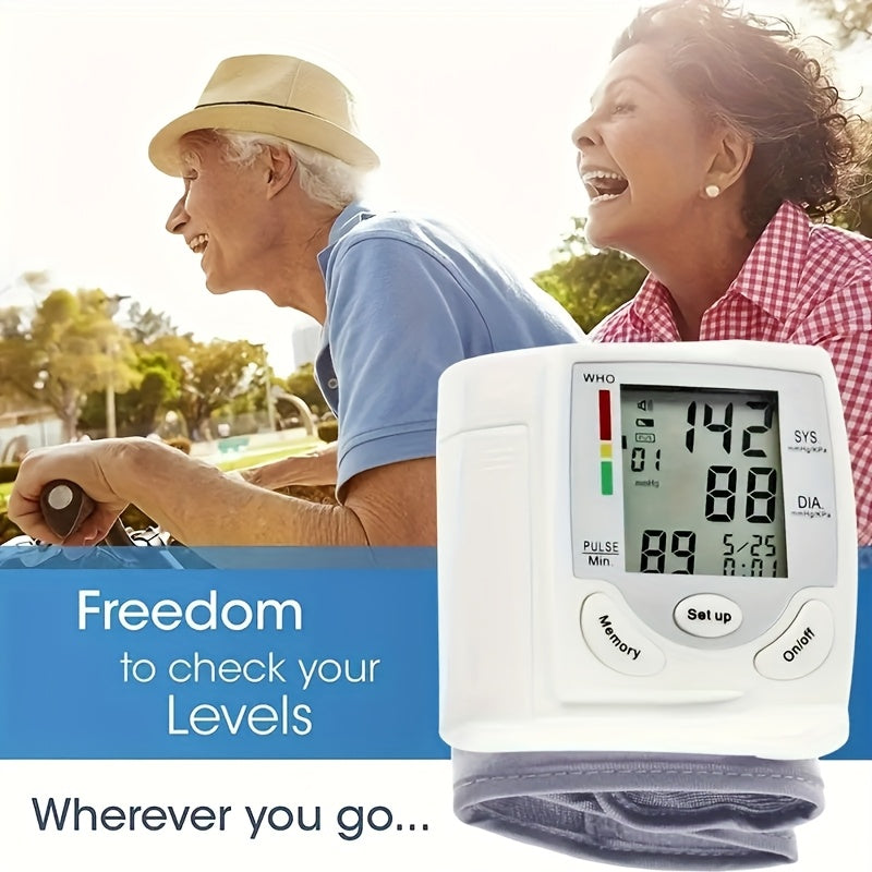 2pcs CHANG KUN Automatic Digital Wrist Blood Pressure Monitor with Adjustable Cuff & Heart Rate Monitor - WHO Accuracy Certified, Portable Design, Easy to Use for Home Health Management (CK-101S), Blood Pressure Monitor for Home, Userfriendly Interface,