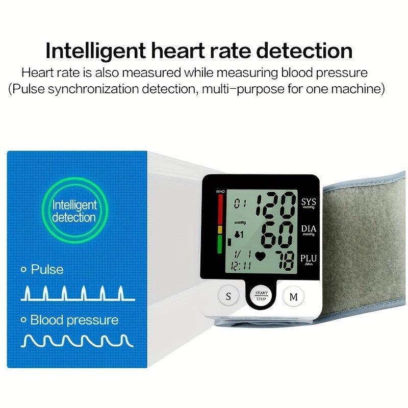 CHANGKUN Digital Wrist Blood Pressure Monitor for Adults - Automatic Sphygmomanometer with Heart Rate, Adjustable Cuff & Memory Storage (2 AAA Batteries Not Included), Medical Wrist Device | Userfriendly Design | Easy Button Interface, Blood Pressure