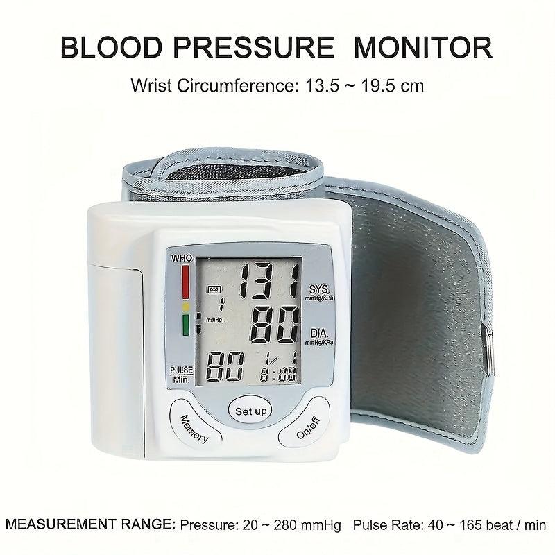 2pcs CHANG KUN Automatic Digital Wrist Blood Pressure Monitor with Adjustable Cuff & Heart Rate Monitor - WHO Accuracy Certified, Portable Design, Easy to Use for Home Health Management (CK-101S), Blood Pressure Monitor for Home, Userfriendly Interface,