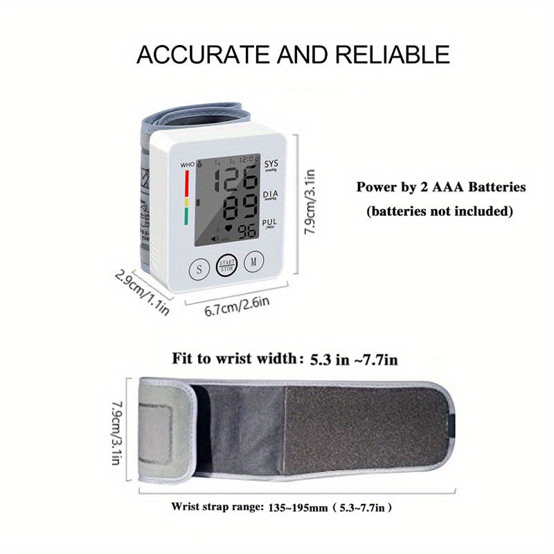 CHANG KUN Automatic Wrist Blood Pressure Monitor with Voice & Color Screen - Talking Blood Pressure Cuff, Large LCD Display, Adjustable Cuffs, Battery-Powered for Home Use, Includes Carrying Case, Blood Pressure Monitor, Medical Device, Modern Medical