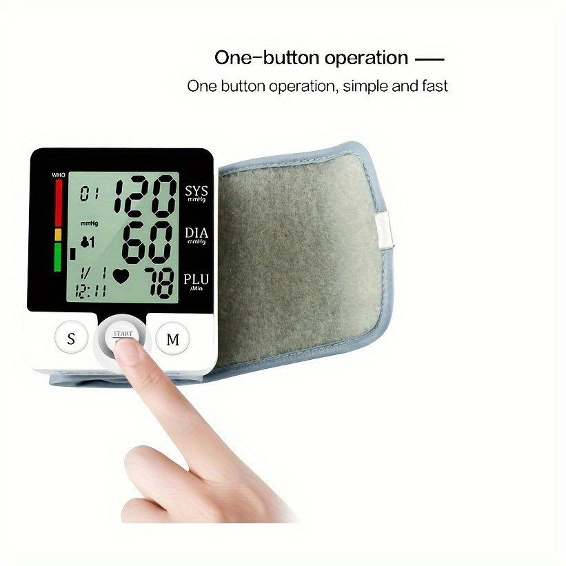 CHANGKUN Automatic Wrist Blood Pressure Monitor with Carrying Case - Digital Sphygmomanometer, Heart Rate & Adjustable Cuff, Battery-Powered (Batteries Not Included), Ergonomic Design for Home/Travel, Professional Medical Use, Travel Health Tool, Modern