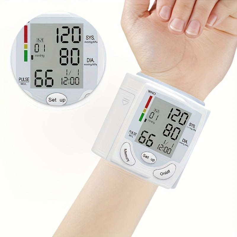 2pcs CHANG KUN Automatic Digital Wrist Blood Pressure Monitor with Adjustable Cuff & Heart Rate Monitor - WHO Accuracy Certified, Portable Design, Easy to Use for Home Health Management (CK-101S), Blood Pressure Monitor for Home, Userfriendly Interface,