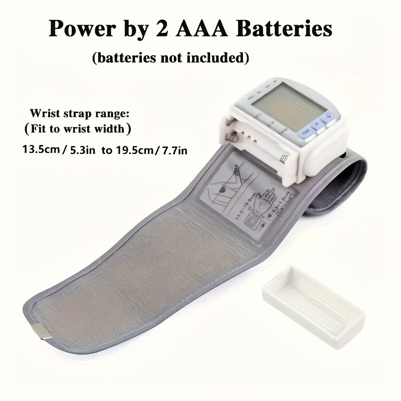 CHANG KUN Automatic Wrist Blood Pressure Monitor - Digital Sphygmomanometer With Large LCD Display, Adjustable Strap, Battery-Powered, Easy-to-Read Heart Rate And Memory Storage Features, No Batteries Included