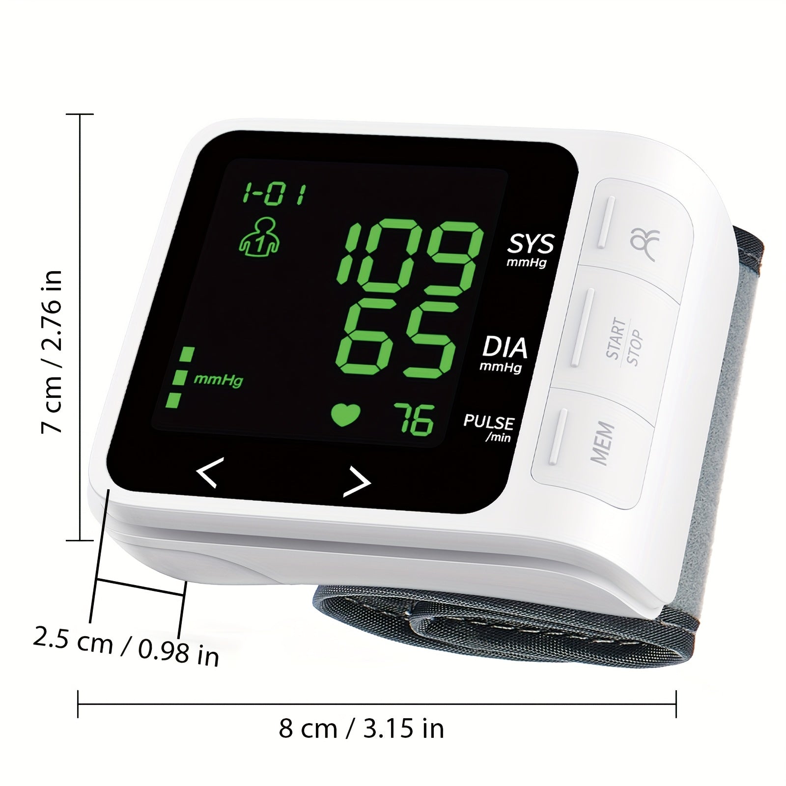 Blood Pressure Monitor Wrist For Home Use 2x99 Memory Adjustable Cuff Digital Automatic Cuff Blood Pressure Machine Large Screen Backlight Display With Storage Bag