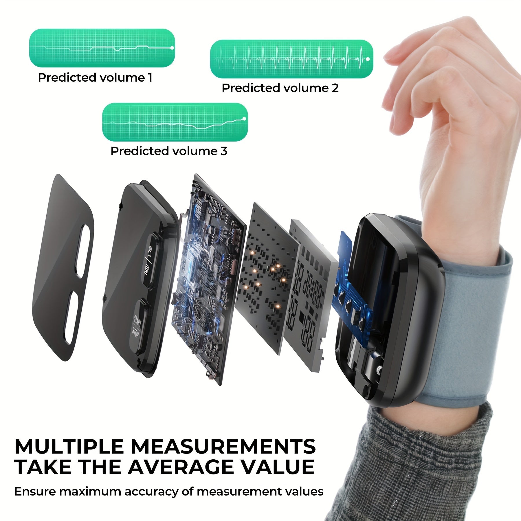 Blood Pressure Machine for Adults Portable Wrist Blood Pressure Monitor with LED Backlit Display, Dual User Memory (240 Readings), One-Touch Operation, Adjustable Cuff for Fits 4.9"-8.5", Battery Operated, Battery Not Included.