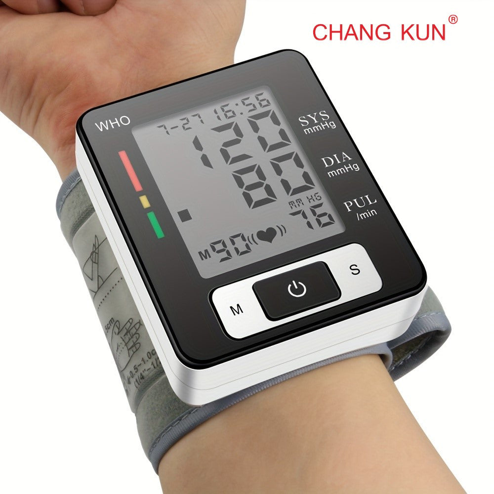 CHANGKUN Automatic Wrist Blood Pressure Monitor - Digital Sphygmomanometer With Heart Rate and Adjustable Cuff